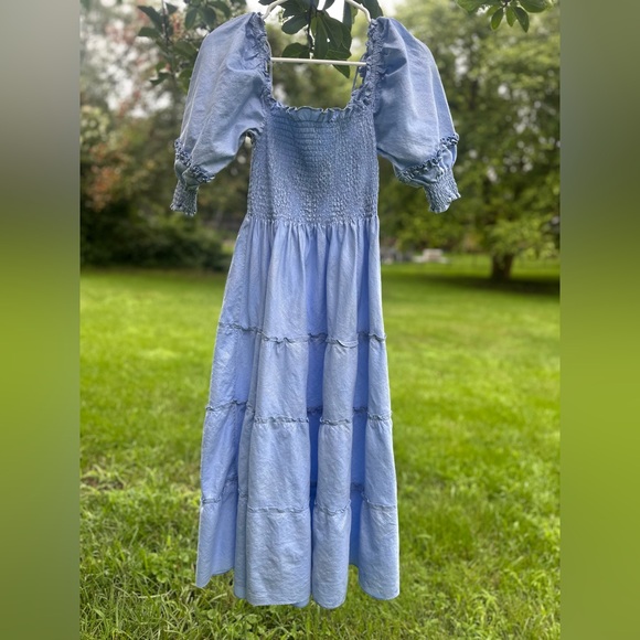 Hill House Dresses & Skirts - Hill House |Nap Dress | Metallic Blue Smocked Dress | Small